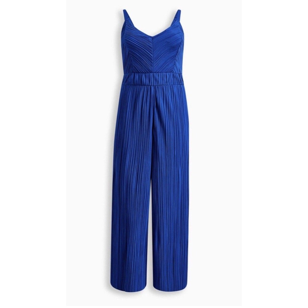 Torrid Chiffon Pleated Jumpsuit Torrid Size 0 Women US L 12 Blue Pockets